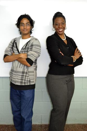 Mr Sachin Ramcharan poses with his lecturer Ms Ayana George