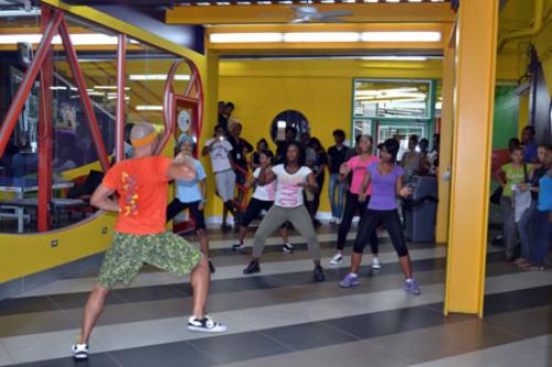 Zumba instructor showing them the moves!