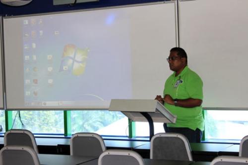 Senior Course Administrator, Mr. Dipnarine Ramlochan delivers his Welcome Address at SBCS San Fernando