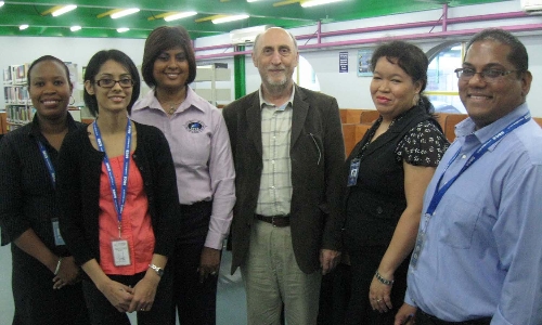 Director for Computing Collaborations, Peter Morris (centre), during a visit to the San Fernando Campus